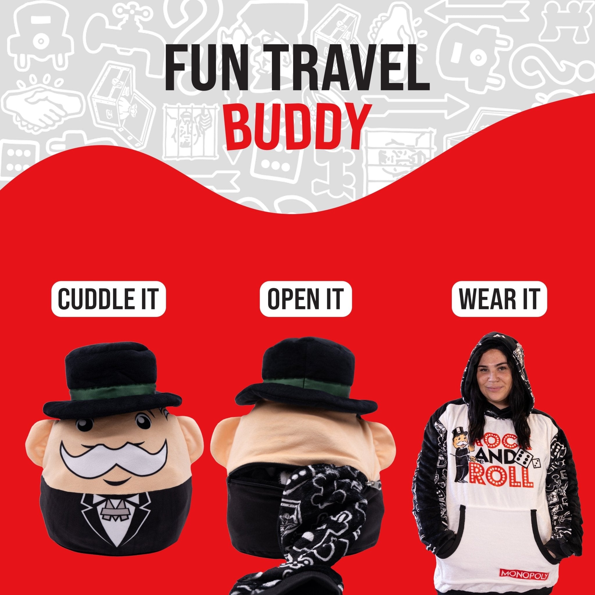 Plushible.comSnugiblesMonopoly Rock & Roll Snugible | Blanket Hoodie & Pillow