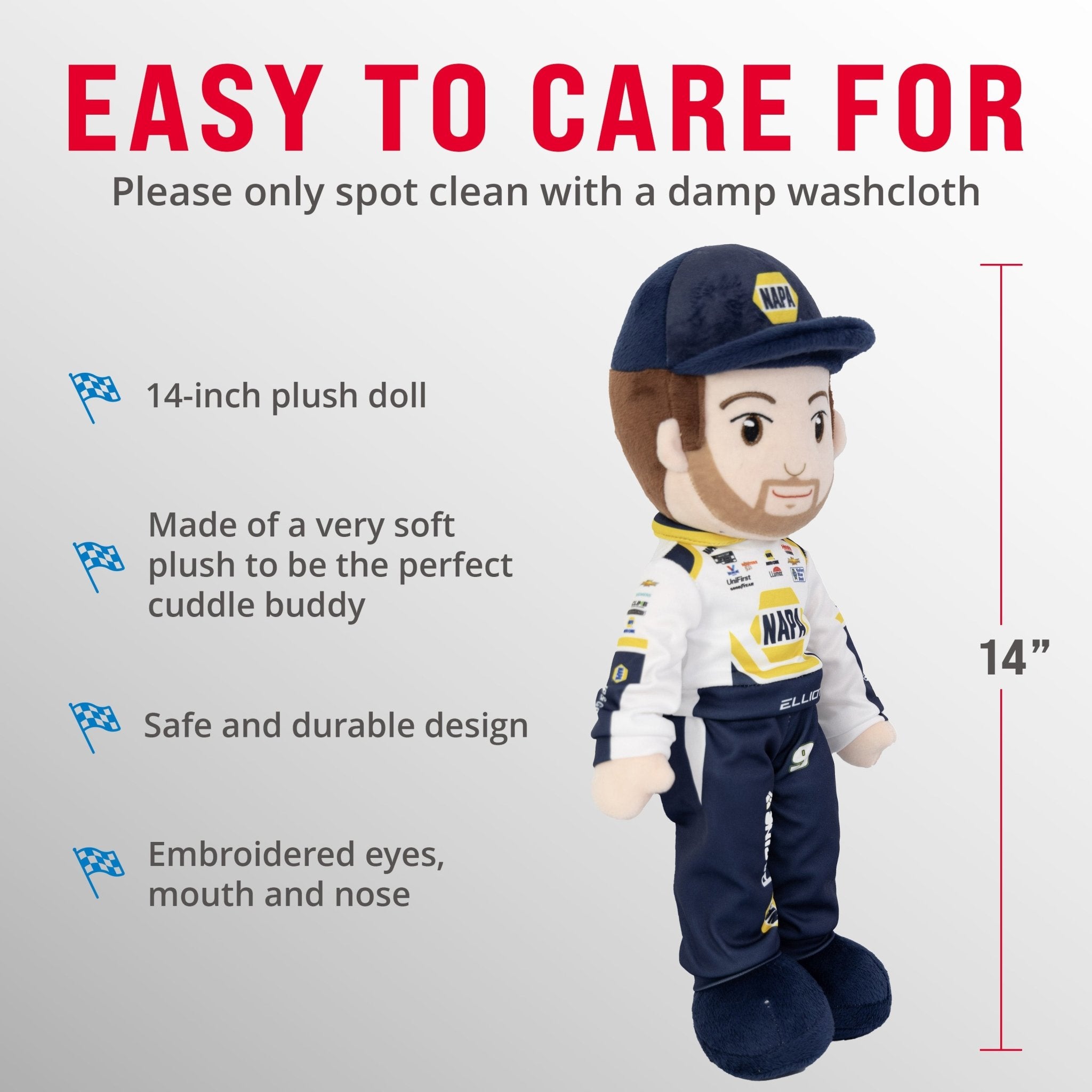 Plushible.com14 Inch Rag DollsNASCAR | Hendrick Motorsports Chase Elliott NAPA Plush Figure