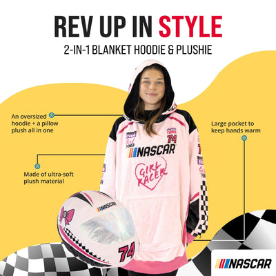 Plushible.comSnugiblesNASCAR Racing Suit Snugible (Pink) | Blanket Hoodie & Pillow