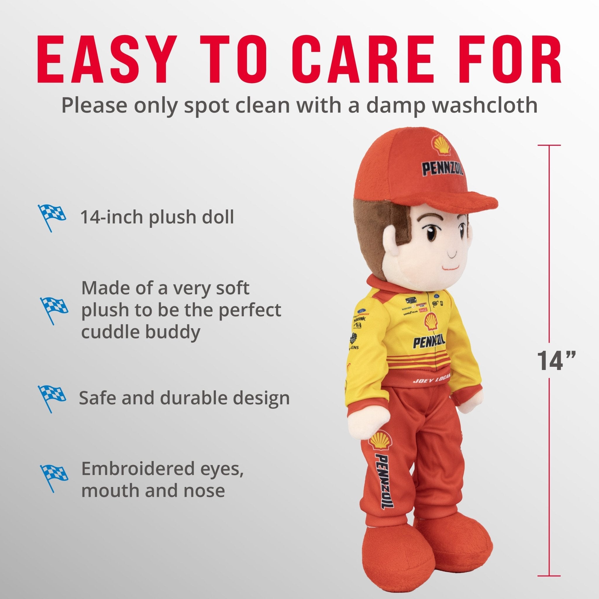 Plushible.com14 Inch Rag DollsNASCAR | Team Penske Joey Logano Plush Figure