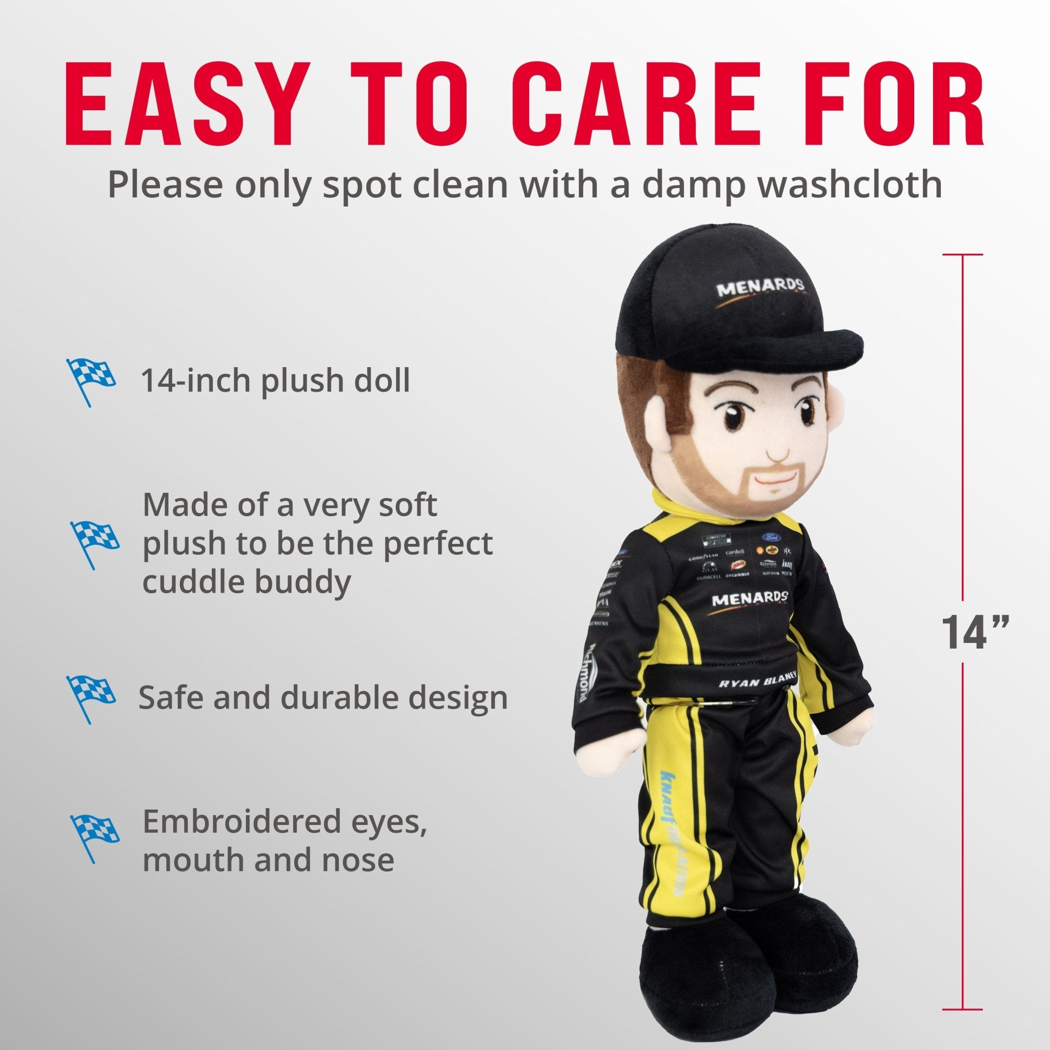 Plushible.com14 Inch Rag DollsNASCAR | Team Penske Ryan Blaney Plush Figure