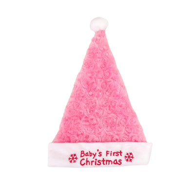 Plushible.comHoliday StockingsPink Babys First Christmas Stocking and Hat Set