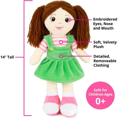 Playtime by Eimmie Dolls, Playsets & Toy Figures Playtime by Eimmie Soft Rag Doll for Girls - 14” First Baby Doll for Kids - Plush Baby Toy - Safe for All Ages
