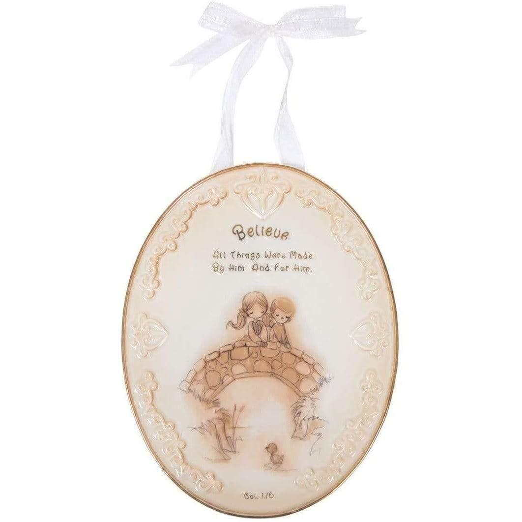Plushible.comHomePrecious Moments Believe Plaque With Ribbon Hanger