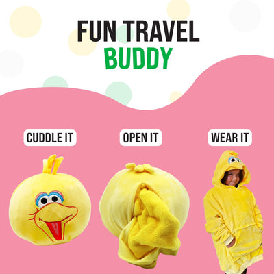 Plushible.comSnugiblesSesame Street | Big Bird Kids Snugible 2 - in - 1 Blanket Hoodie & Pillow