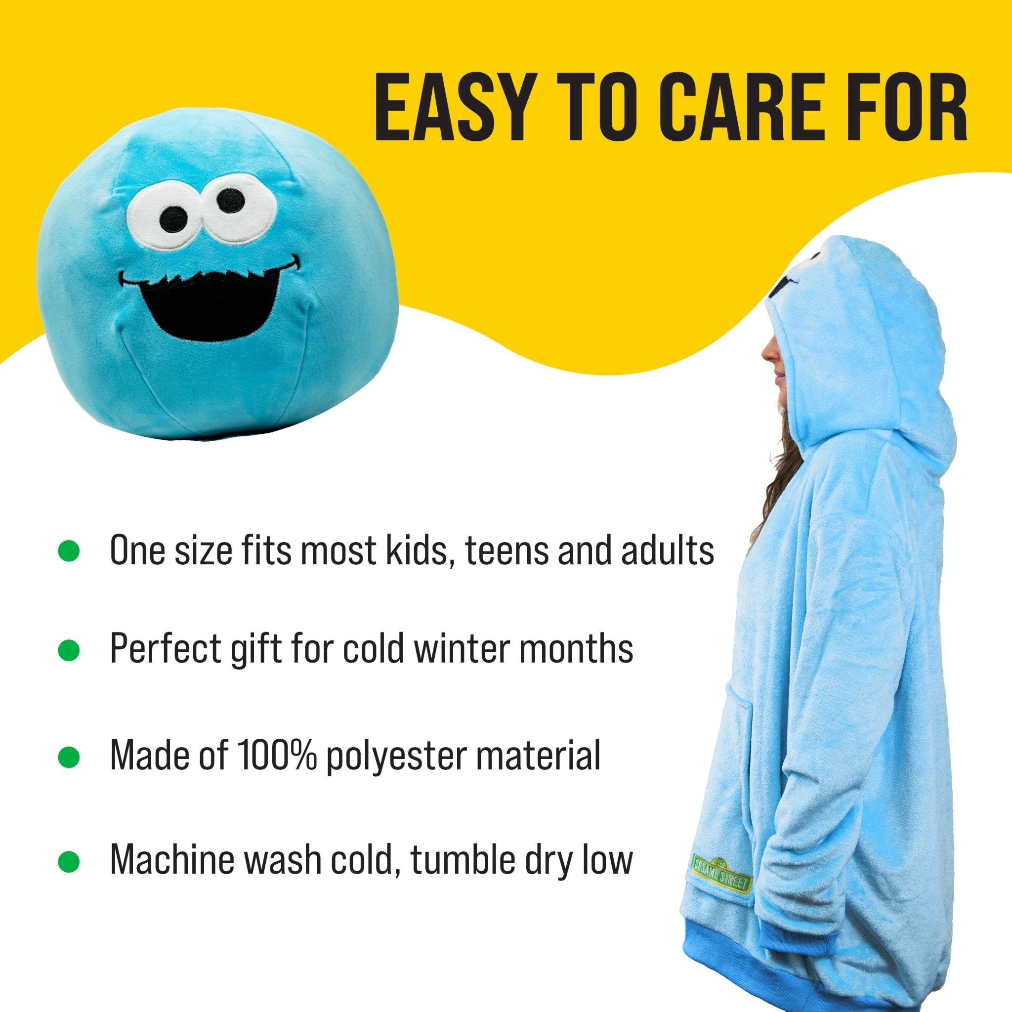 Plushible.comSnugiblesSesame Street Cookie Monster Adult Snugible | Blanket Hoodie & Pillow