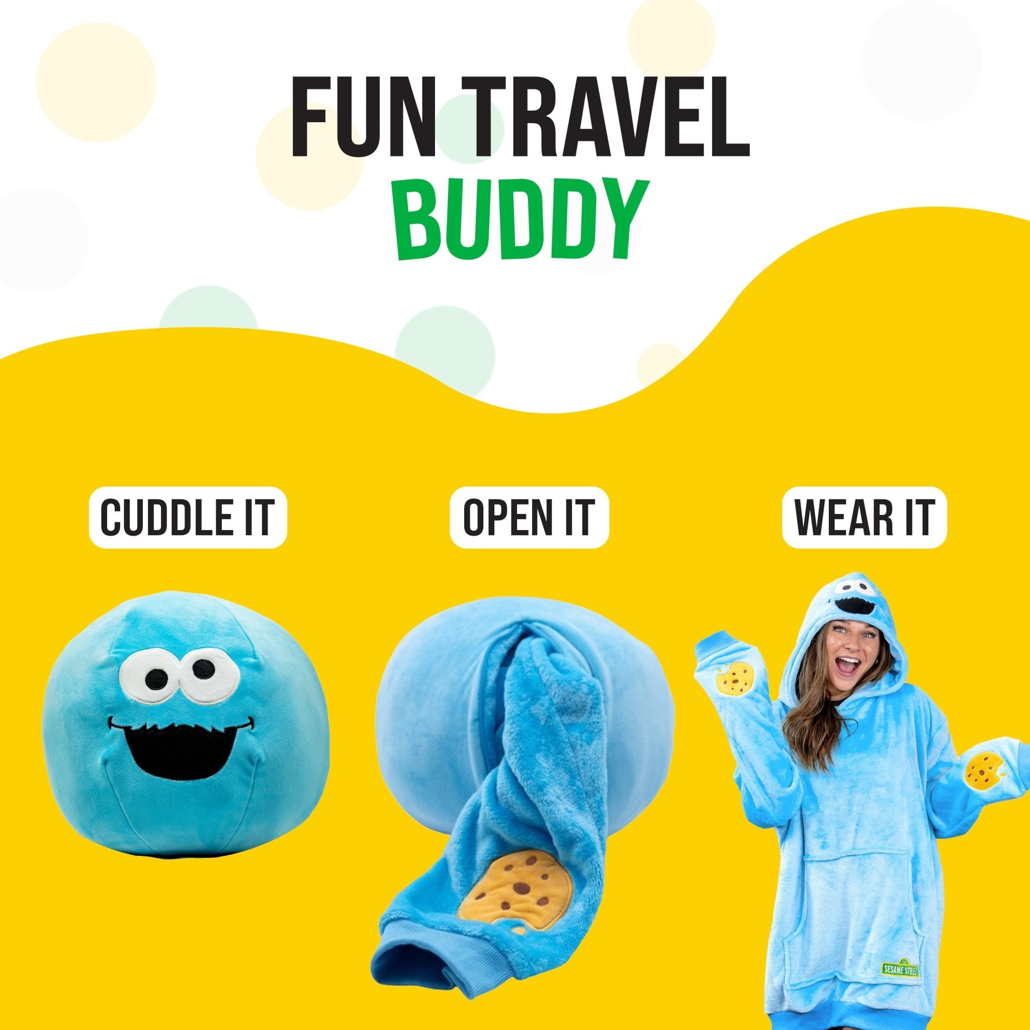 Plushible.comSnugiblesSesame Street Cookie Monster Adult Snugible | Blanket Hoodie & Pillow