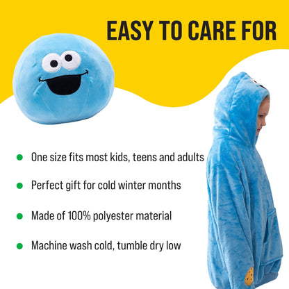 Plushible.comSnugiblesSesame Street Cookie Monster Kids Snugible | Blanket Hoodie & Pillow