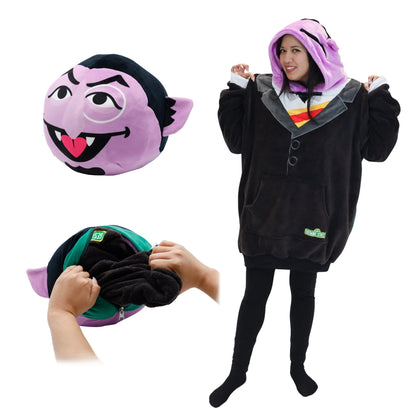 Plushible.comSnugiblesSesame Street | Count Von Count Adult Snugible 2 - in - 1 Blanket Hoodie & Pillow