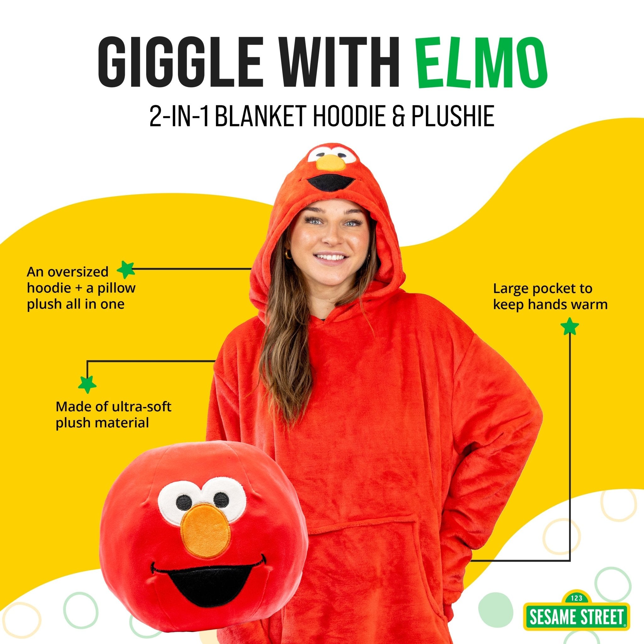 Plushible.comSnugiblesSesame Street Elmo Adult Snugible | Blanket Hoodie & Pillow