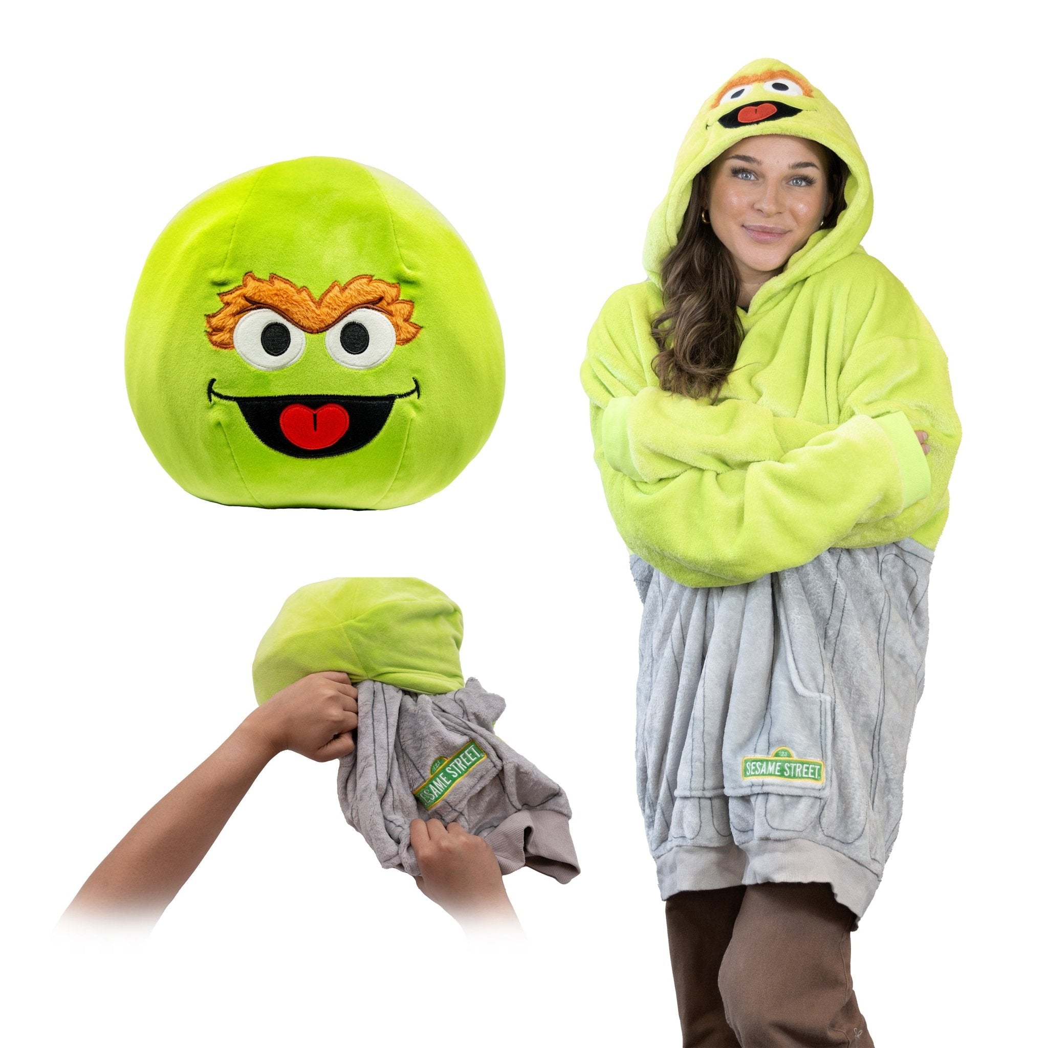 Plushible.comSnugiblesSesame Street Oscar the Grouch Adult Snugible | Blanket Hoodie & Pillow
