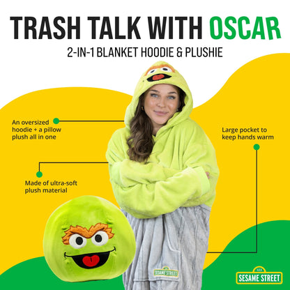 Plushible.comSnugiblesSesame Street Oscar the Grouch Adult Snugible | Blanket Hoodie & Pillow