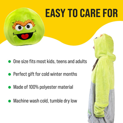 Plushible.comSnugiblesSesame Street Oscar the Grouch Adult Snugible | Blanket Hoodie & Pillow