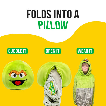 Plushible.comSnugiblesSesame Street Oscar The Grouch Kids Snugible | Blanket Hoodie & Pillow
