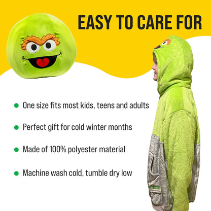Plushible.comSnugiblesSesame Street Oscar The Grouch Kids Snugible | Blanket Hoodie & Pillow