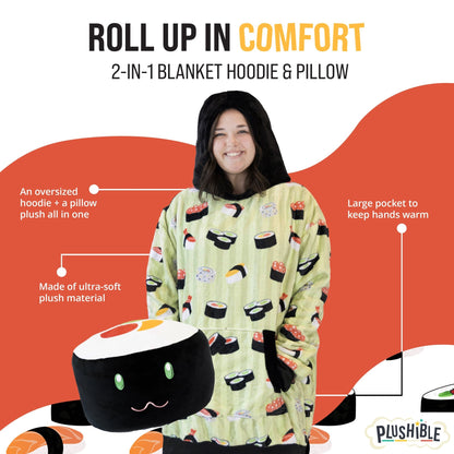 Plushible.comSnugiblesSushi Snugible | Blanket Hoodie & Pillow