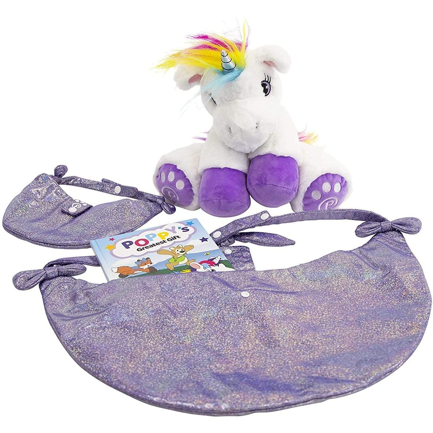 Plushible.comStory BooksUnicorn Plushie with Matching Bags and Storybook travel & adventure!