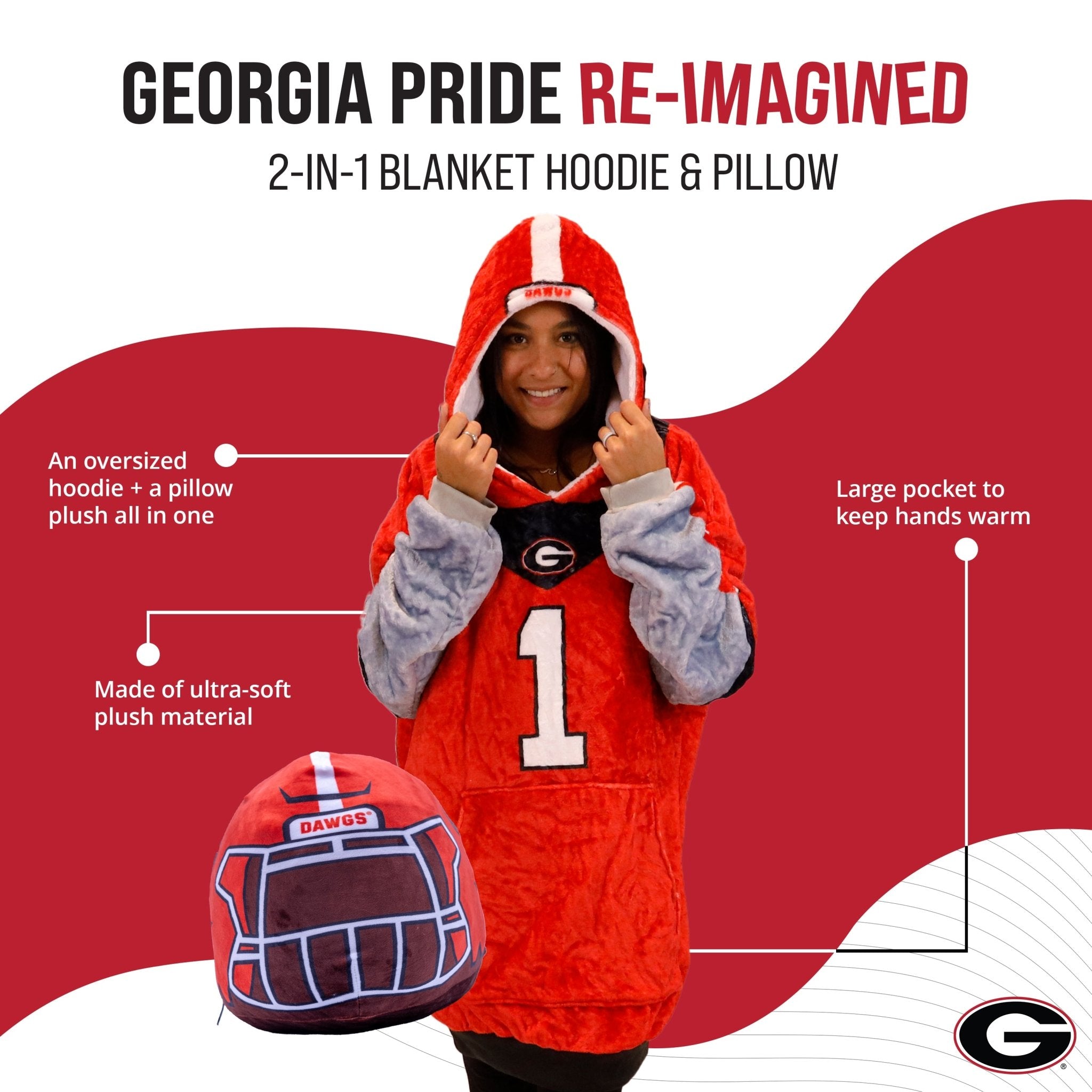 Plushible.comSnugiblesUniversity of Georgia Helmet Snugible | Blanket Hoodie & Pillow