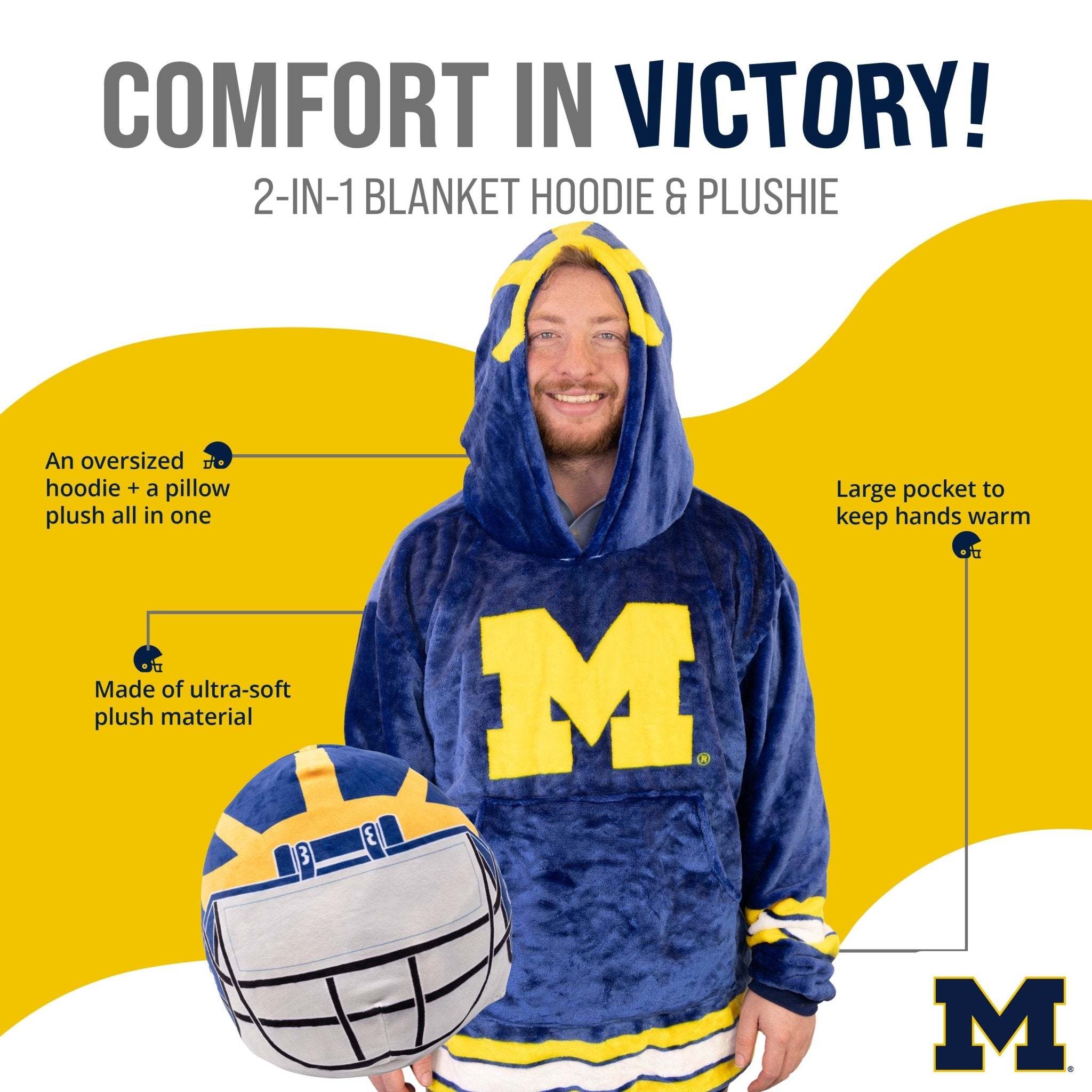 Plushible.comSnugiblesUniversity of Michigan Helmet Snugible | Blanket Hoodie & Pillow